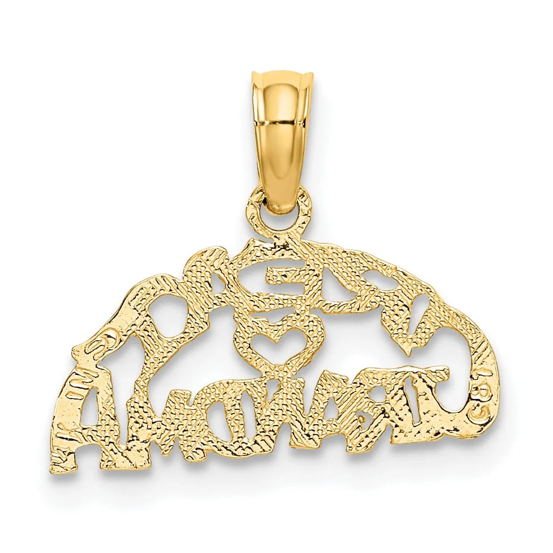 14K Yellow Gold Flat Back Polished Finish Script GREAT GRANDMA with Heart Charm Pendant