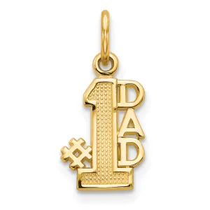 14k Yellow Gold Polished Finish Script #1 DAD Vertical Shape Design Pendant