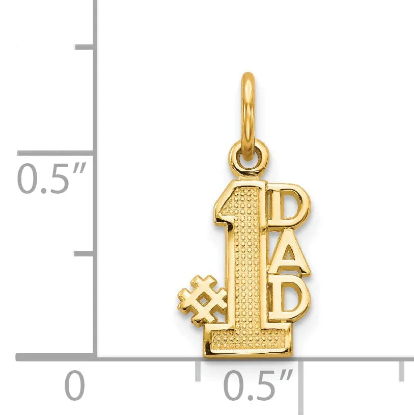 14k Yellow Gold Polished Finish Script #1 DAD Vertical Shape Design Pendant