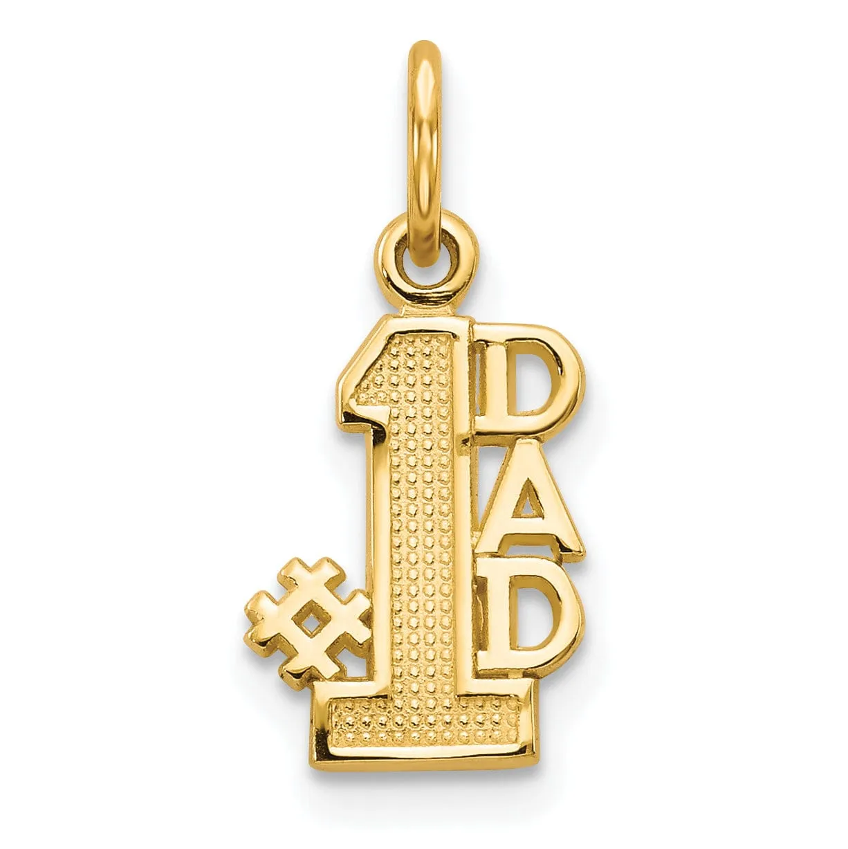 14k Yellow Gold Polished Finish Script #1 DAD Vertical Shape Design Pendant