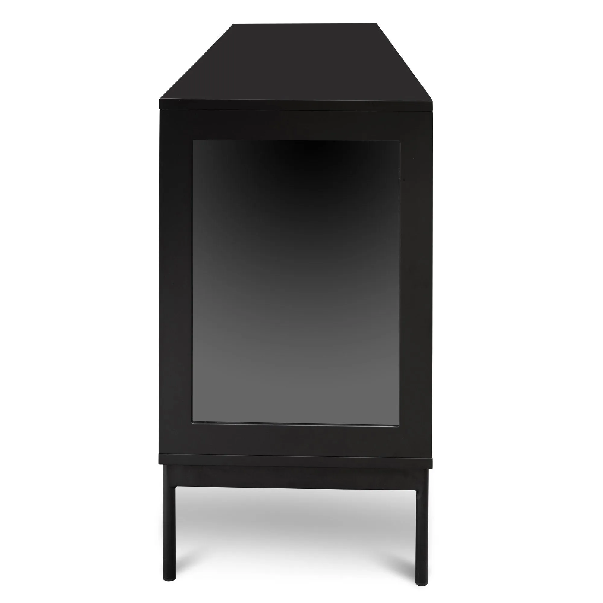 160cm Sideboard Unit - Black with Glass Door and Self