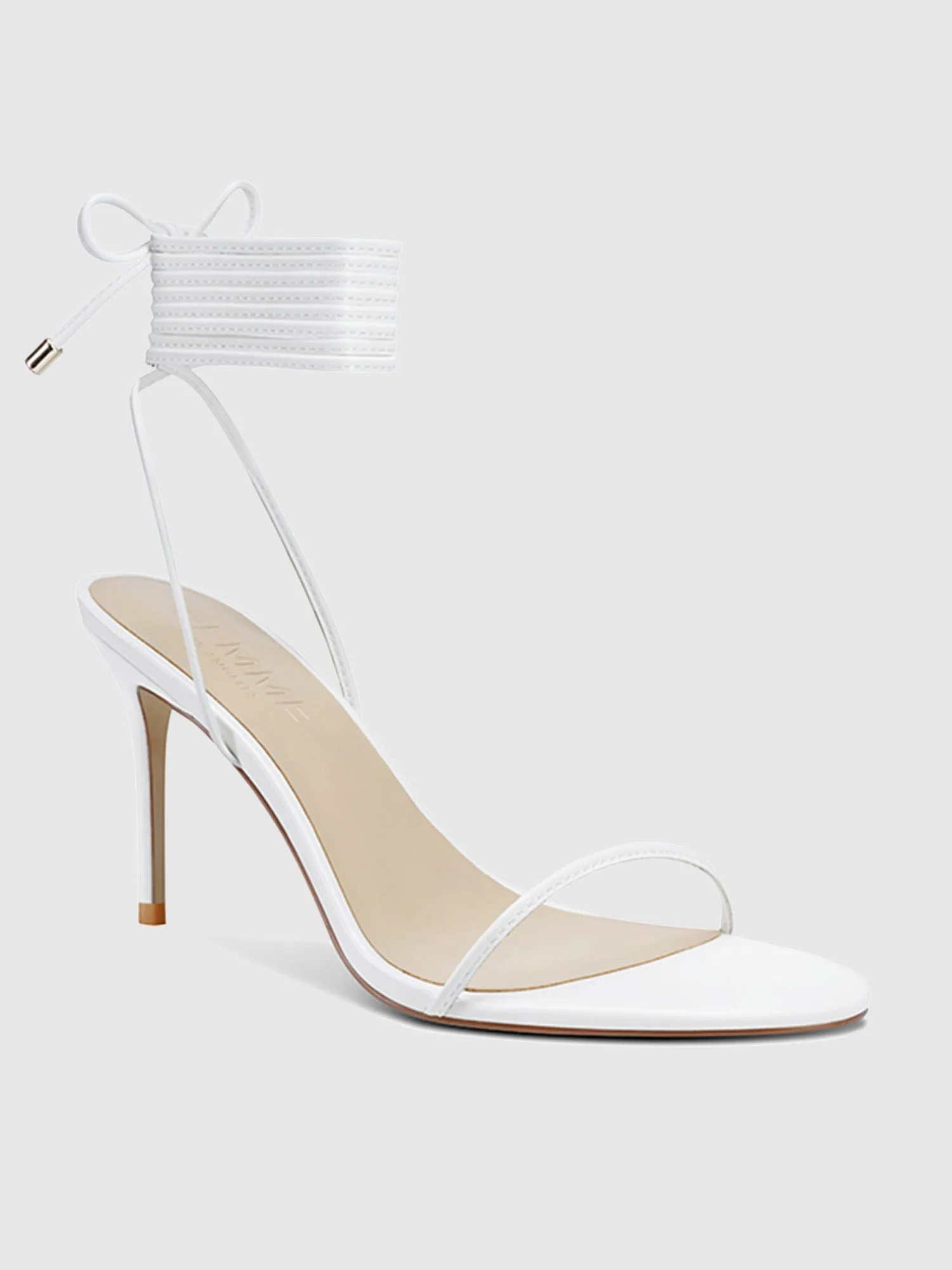 3.0 Barely There Lace Up Heel- White