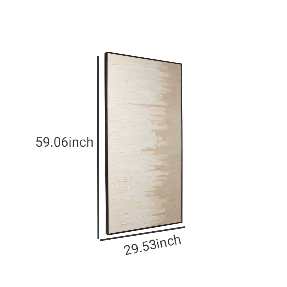 59.06" Abstract Design Canvas Wall Art,Beige and Off White By Casagear Home