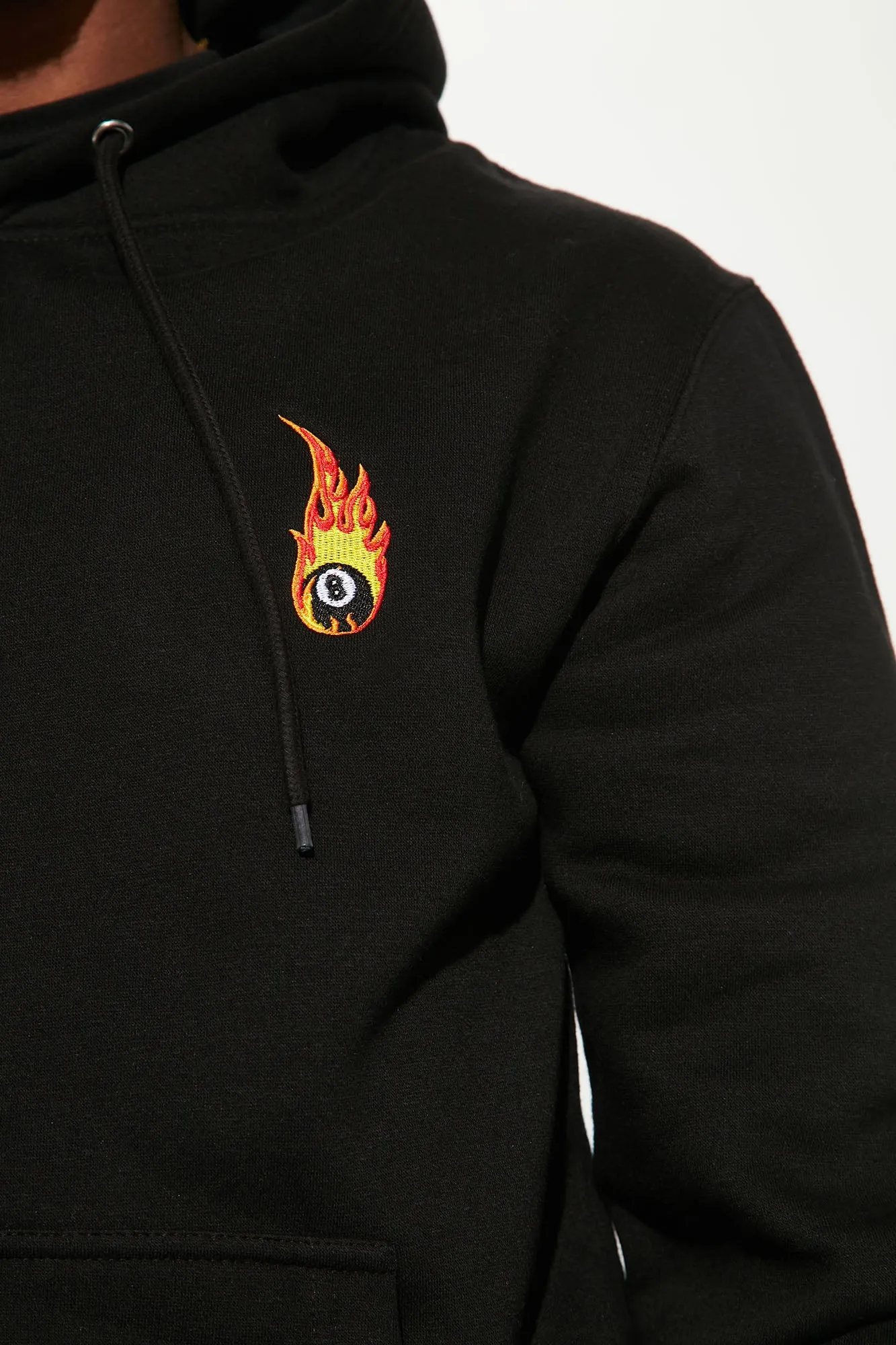 8 Ball Embroidered Hoodie - Black