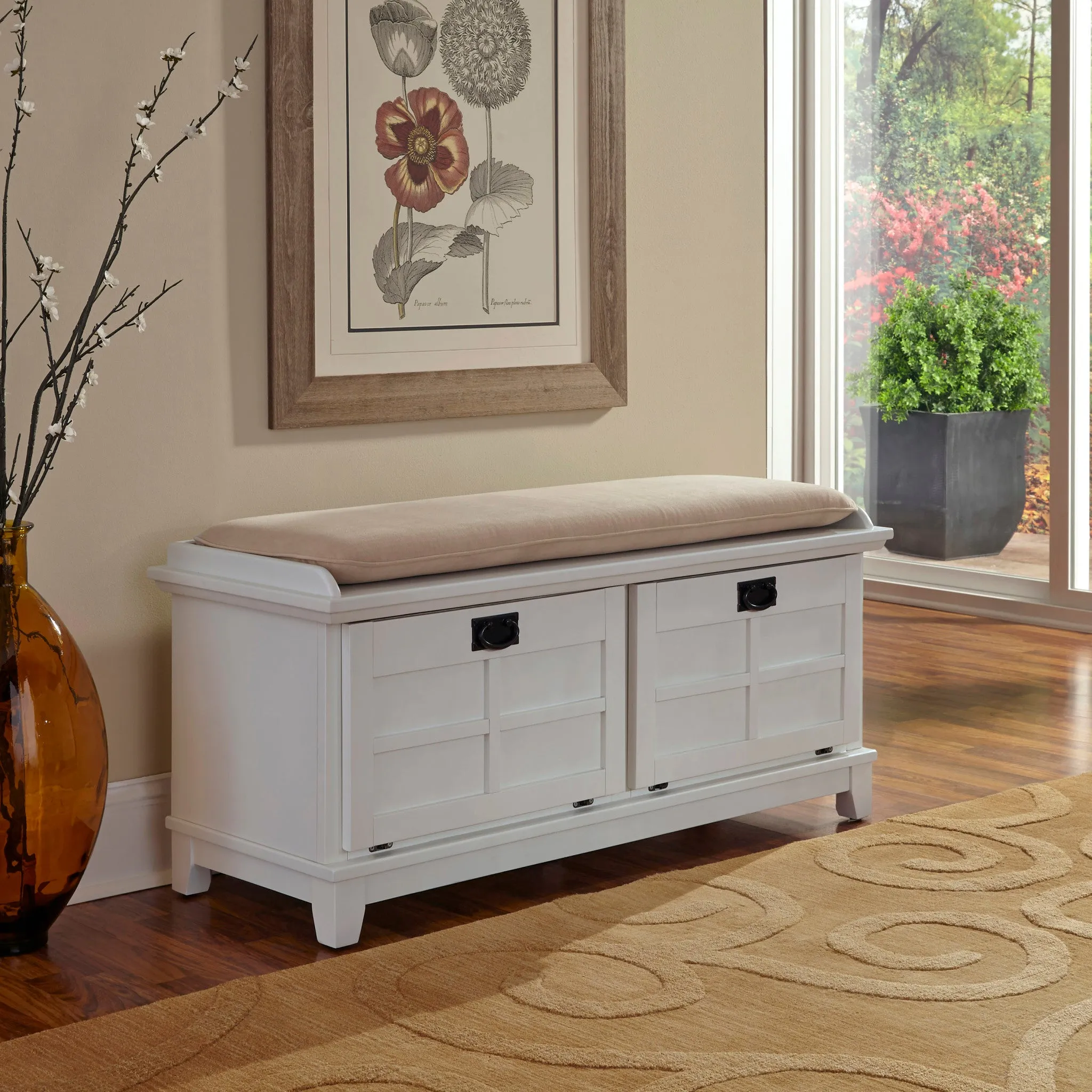 Arts & Crafts Off-White Storage Bench