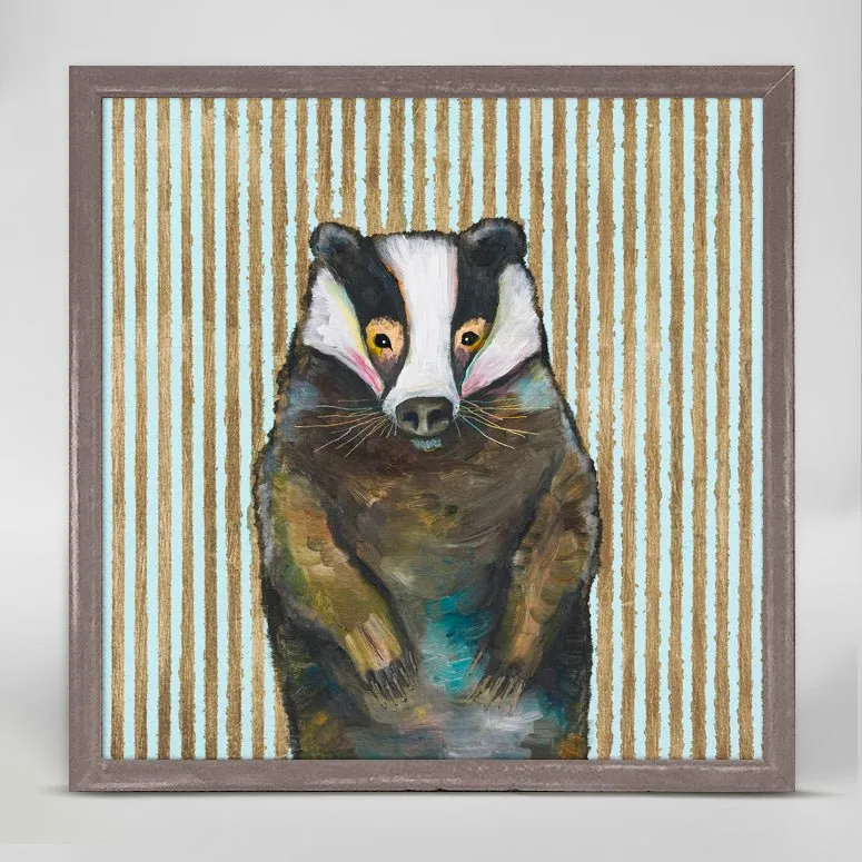 Badger With Gold Stripes Mini Framed Canvas