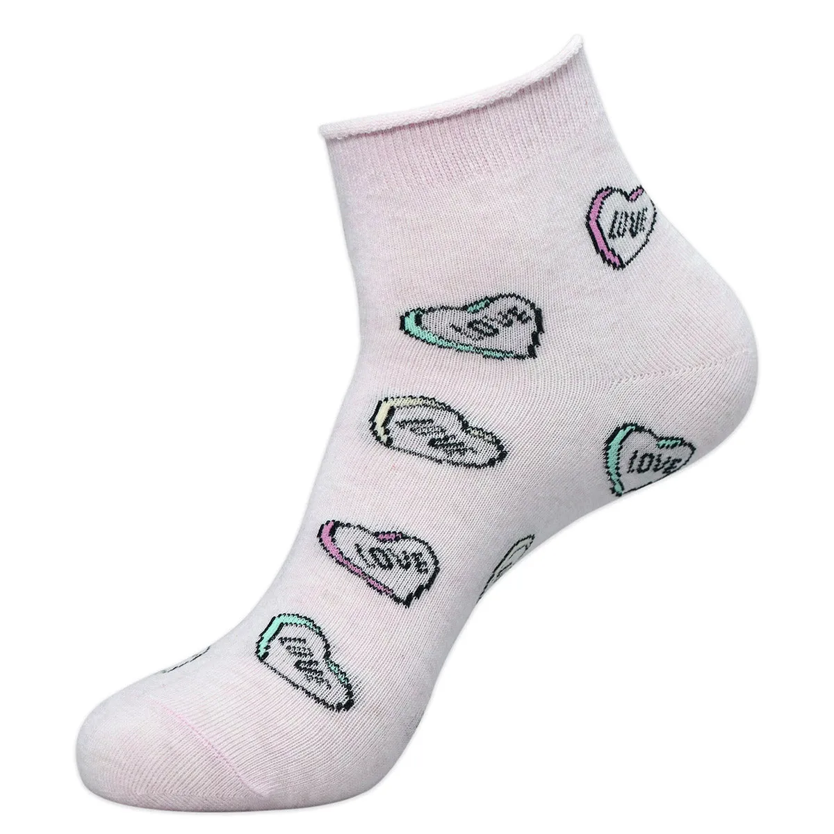 Balenzia Women Combed Cotton Ankle Length Love Socks (Free Size)(Pack of 3/1U)- Green,Yellow,Pink