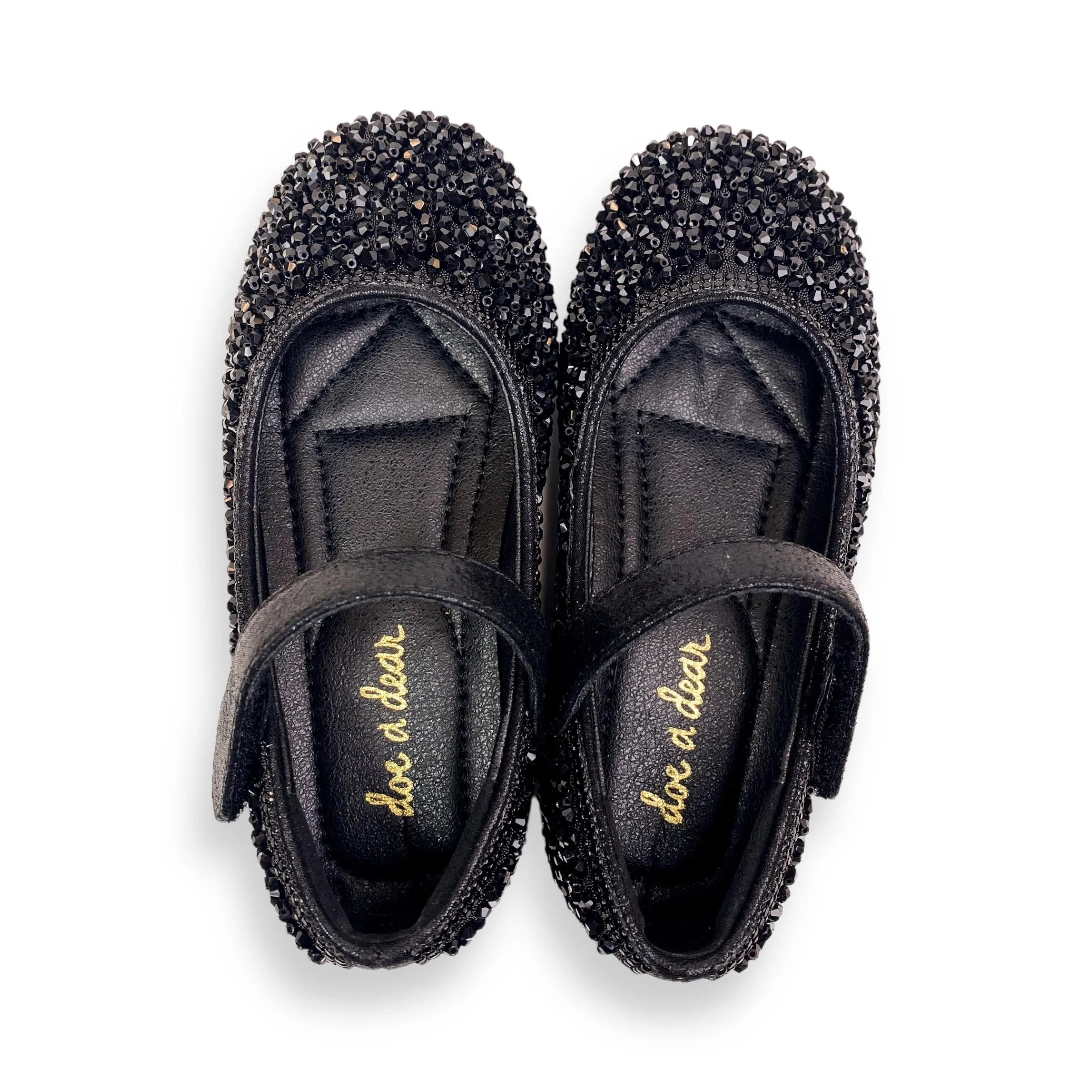 Bead Stone Flat Shoes -Black