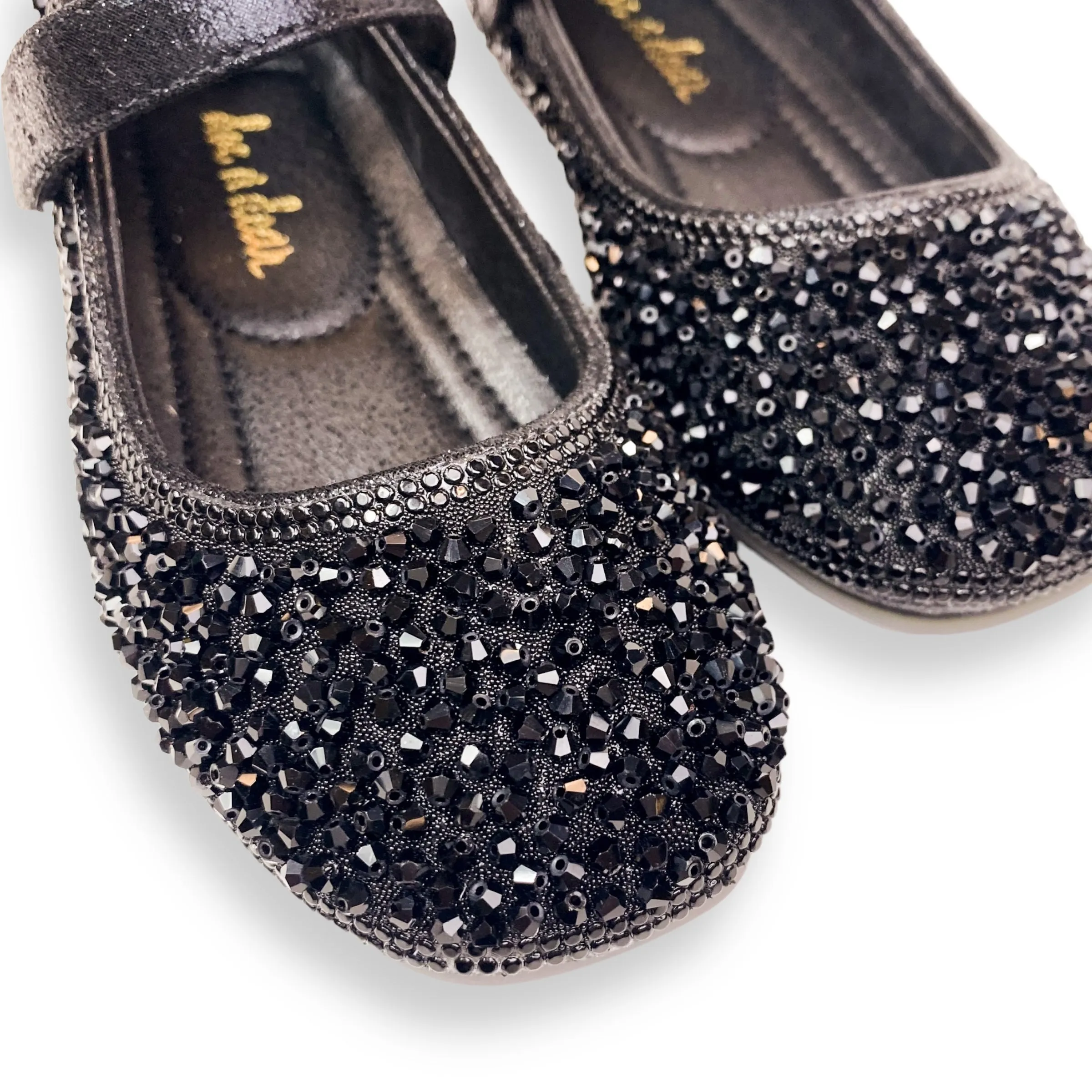 Bead Stone Flat Shoes -Black