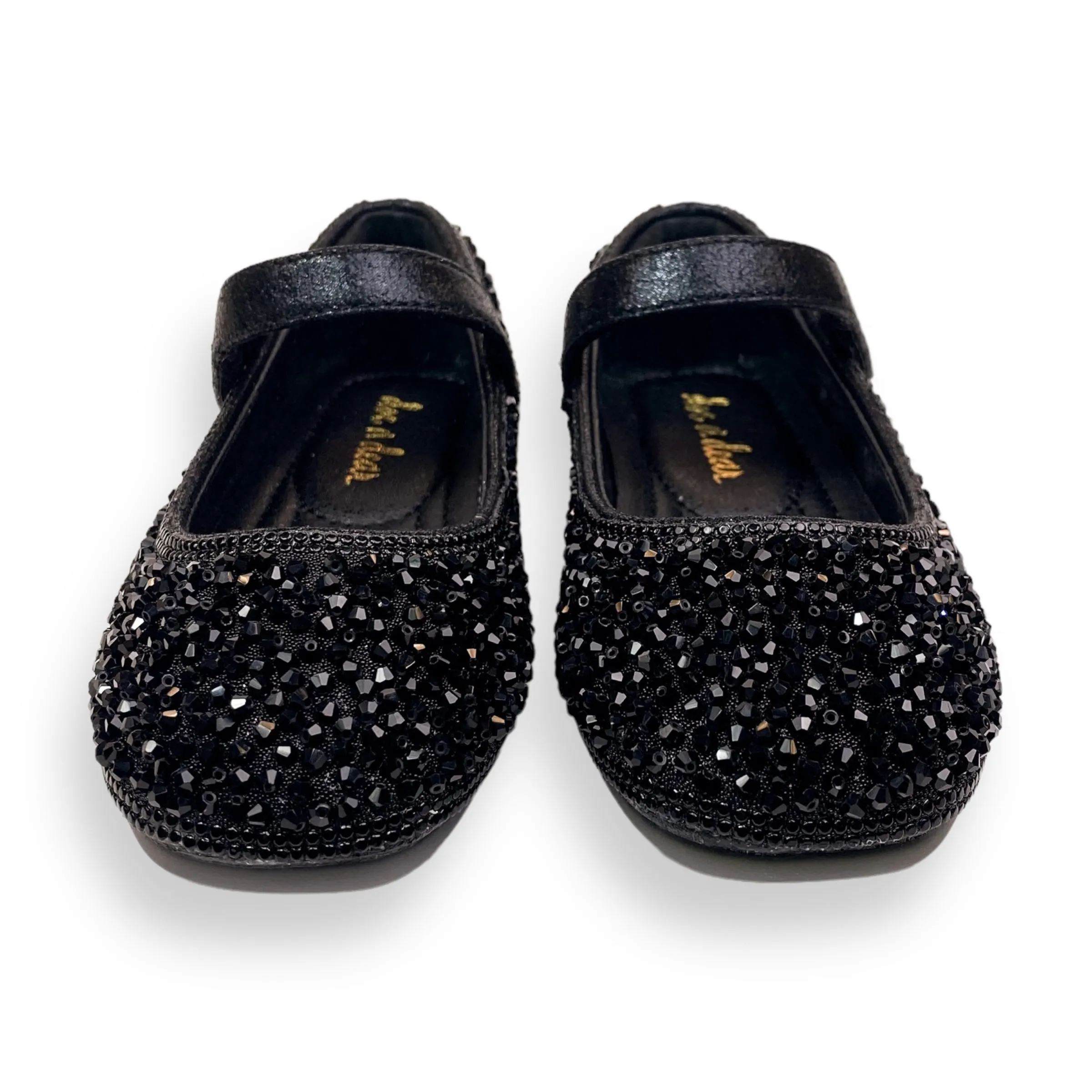 Bead Stone Flat Shoes -Black