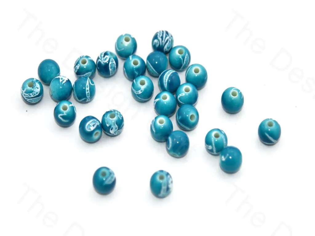 Blue White Spherical Plastic Beads