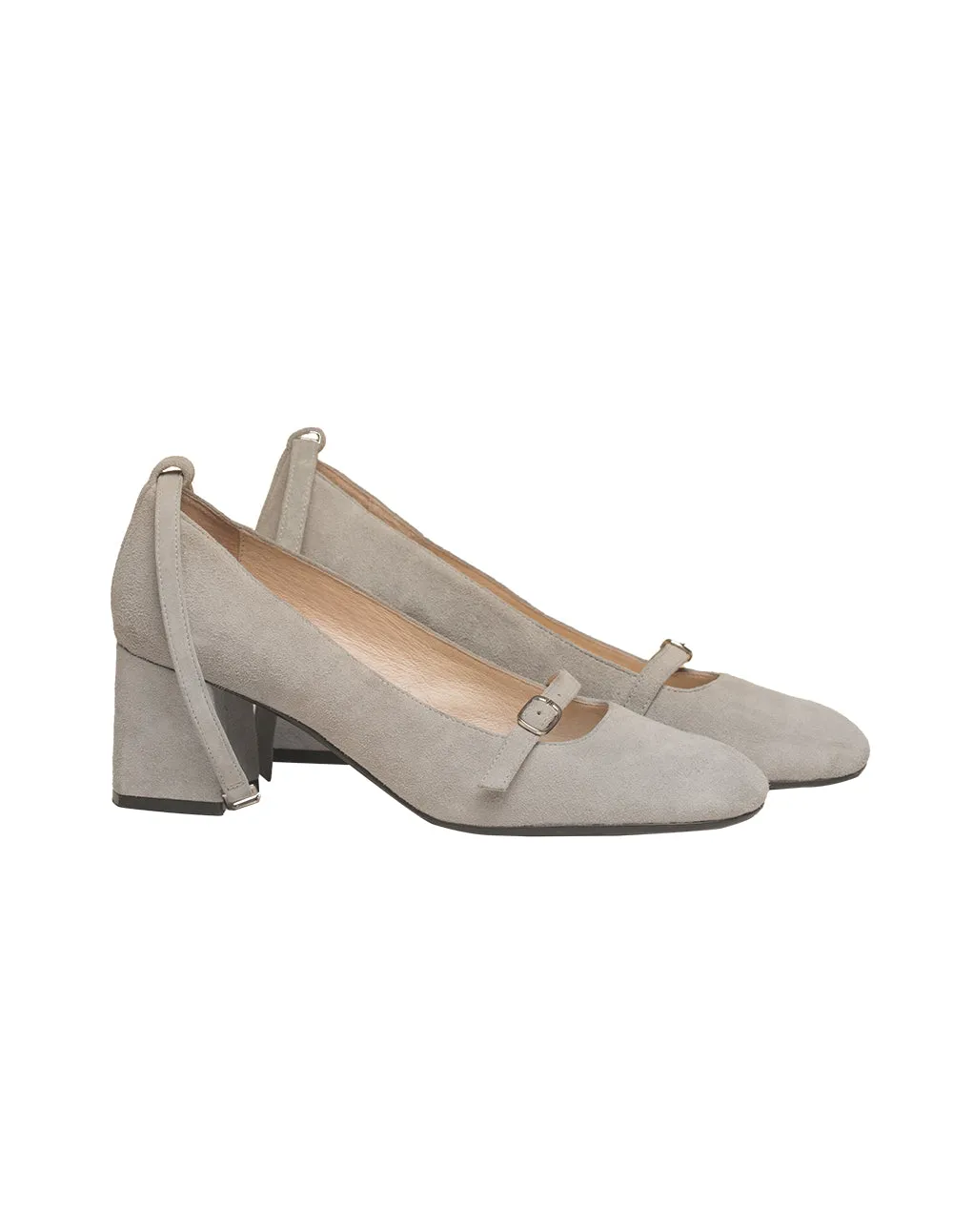 BORA AKSU Mary-Jane Suede Leather Block Heel Shoes