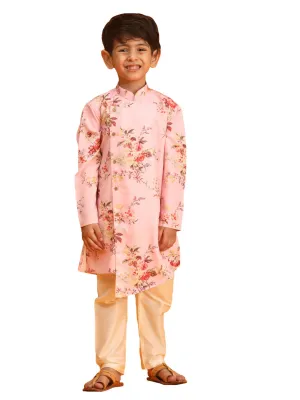 Boy's Multicolor Base Pink Kurta Pyjama Set - Vastramay Boys