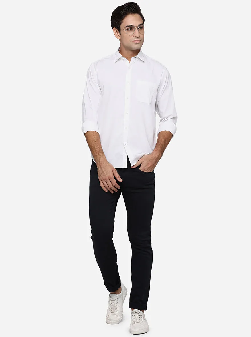 Bright White Solid Classic Fit Casual Shirt | Greenfibre