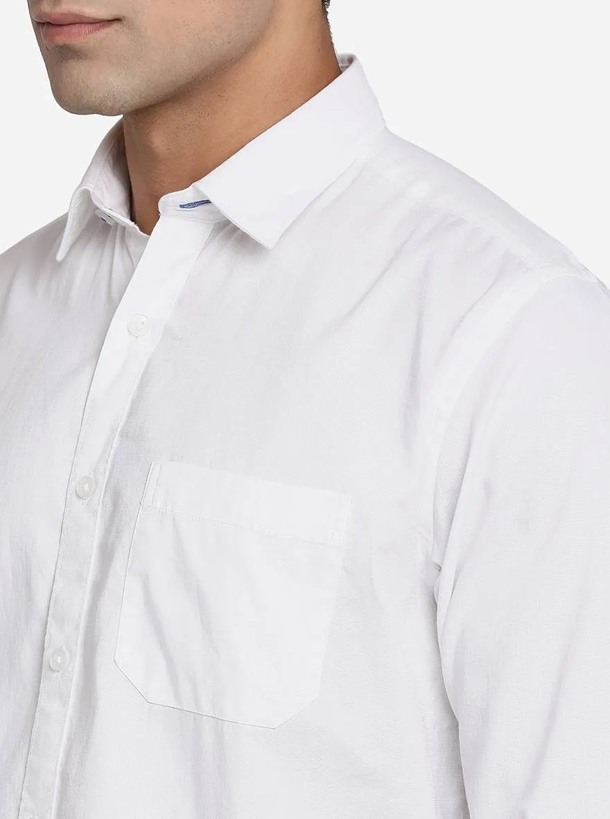 Bright White Solid Classic Fit Casual Shirt | Greenfibre