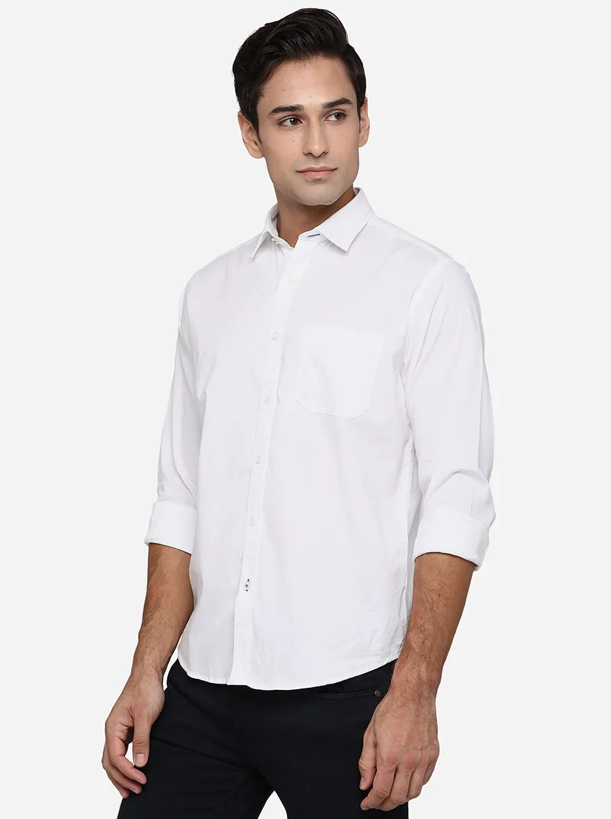 Bright White Solid Classic Fit Casual Shirt | Greenfibre