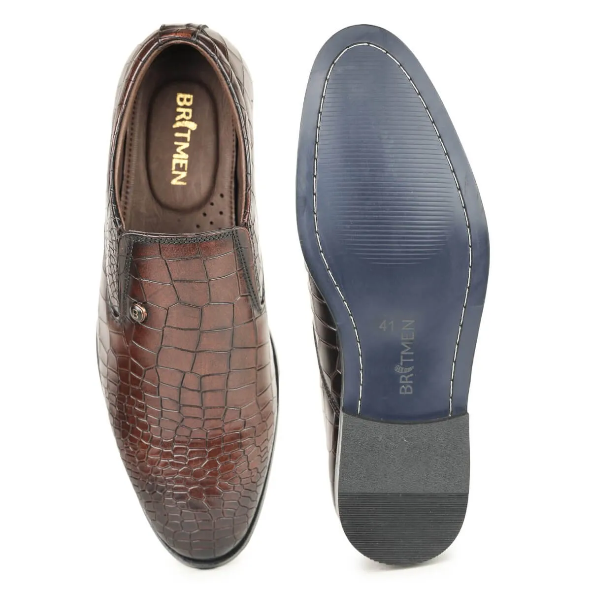 Britmen CP-11 Exotic Crocodile Print Loafers