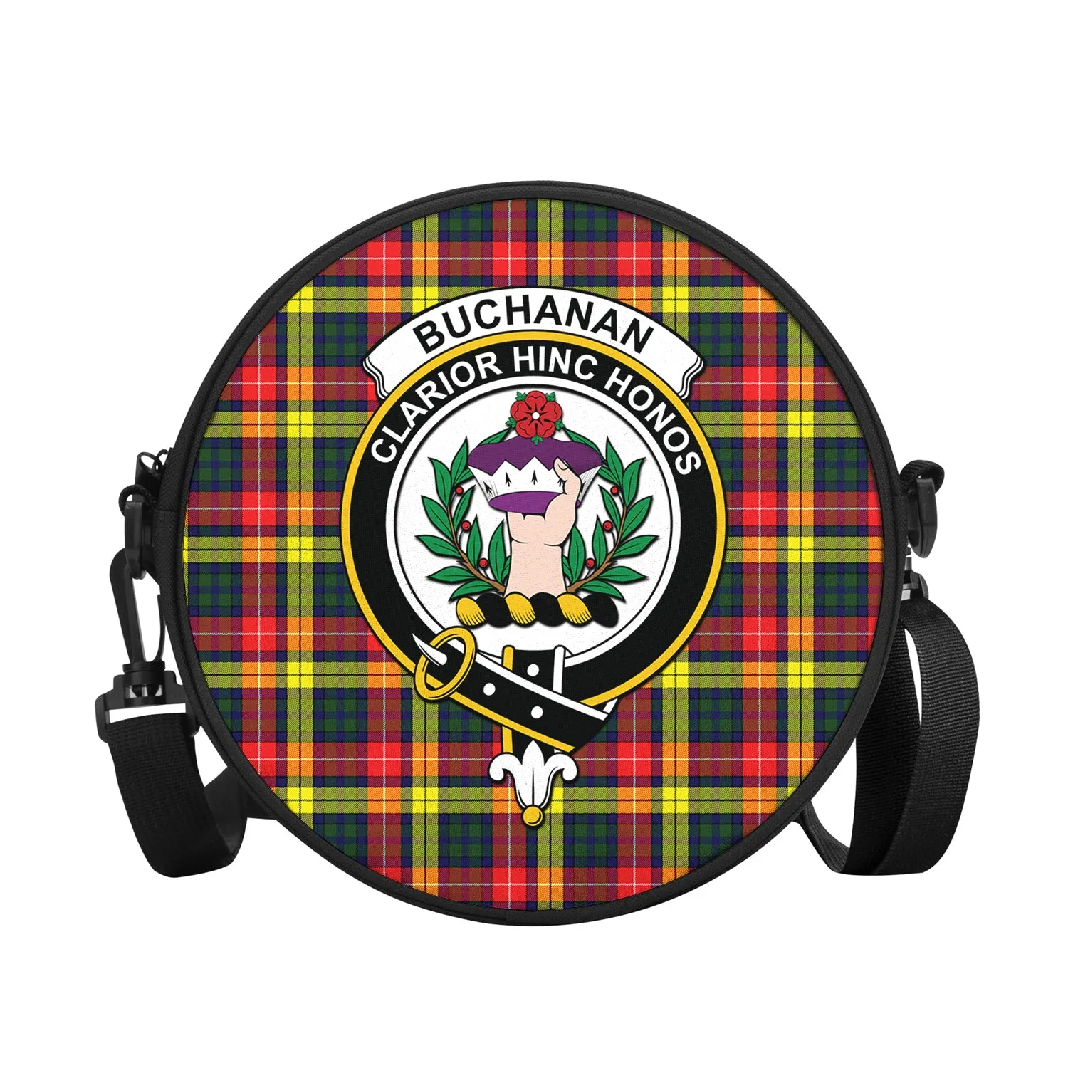 Buchanan Modern Tartan Round Satchel Bags with Family Crest