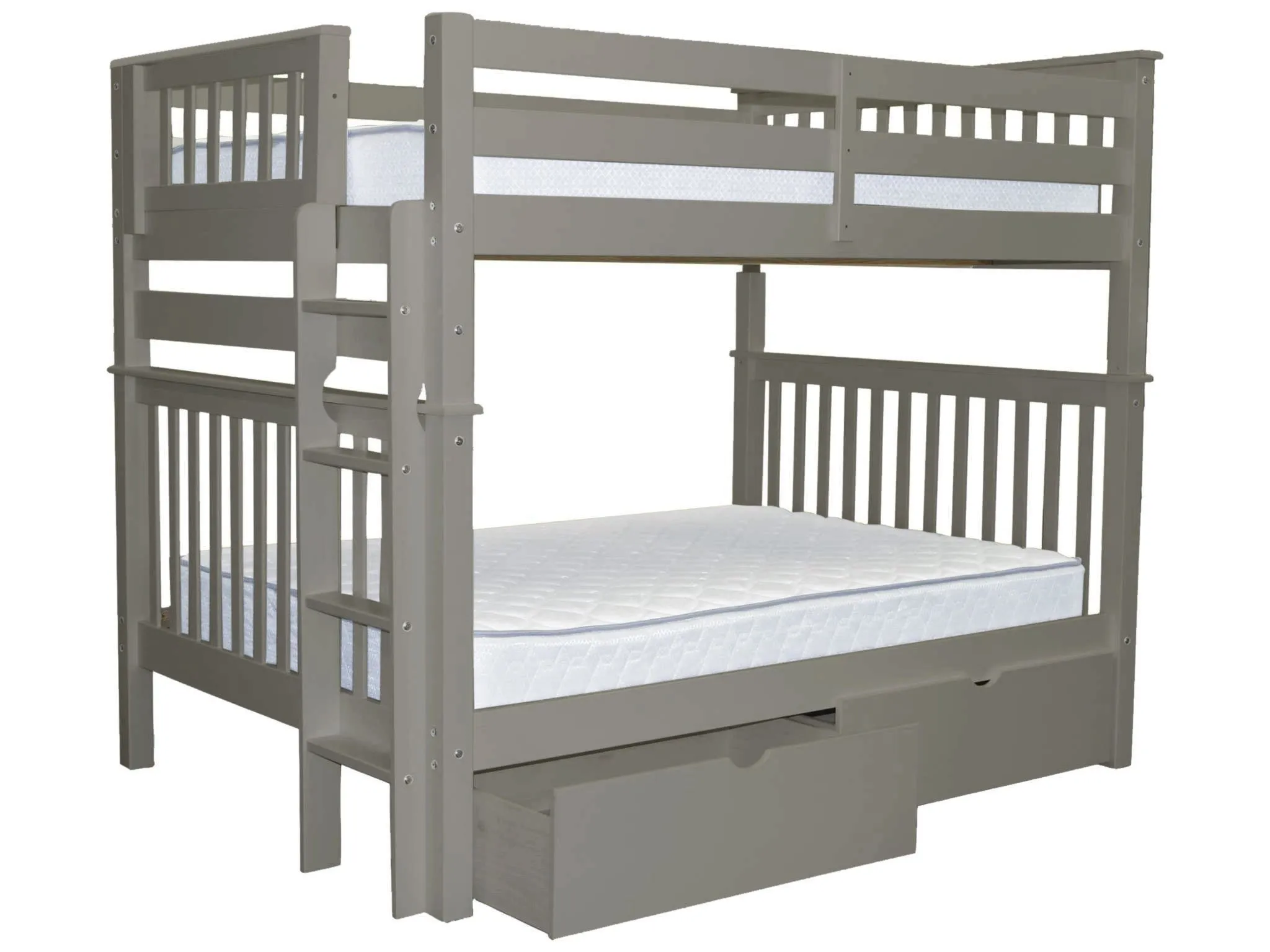 Bunk Beds Full over Full End Ladder Gray   Drawers