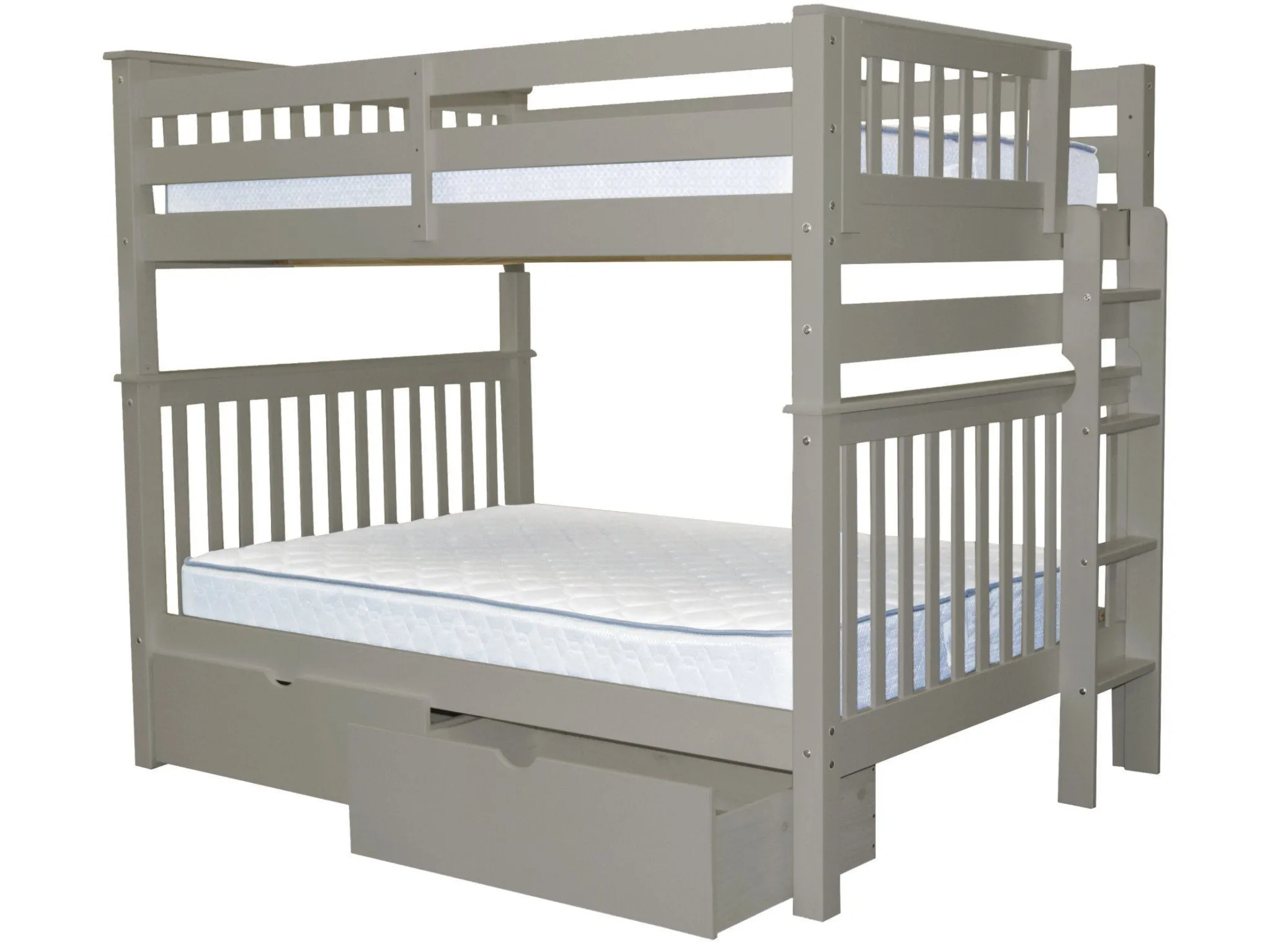 Bunk Beds Full over Full End Ladder Gray   Drawers