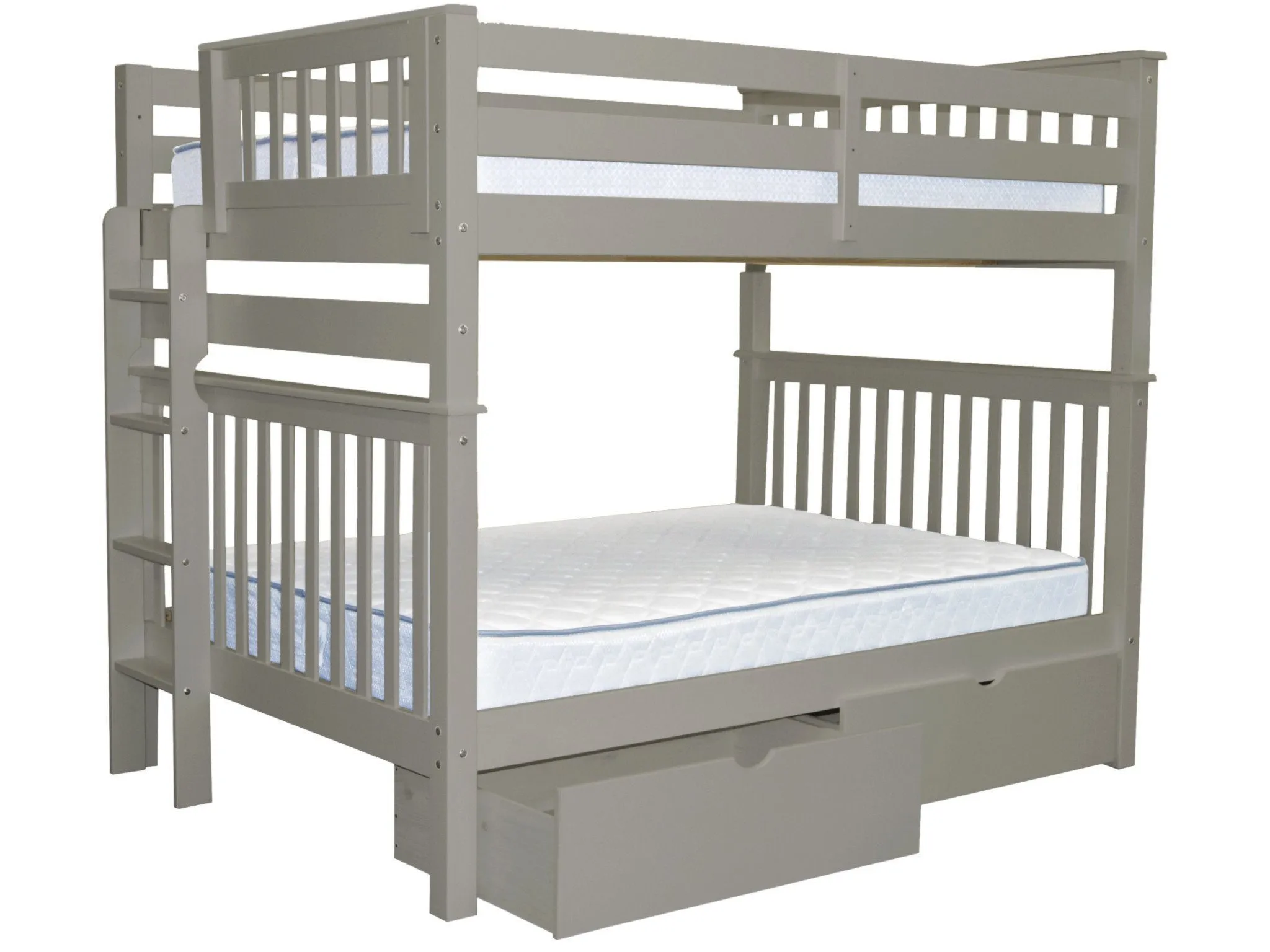 Bunk Beds Full over Full End Ladder Gray   Drawers