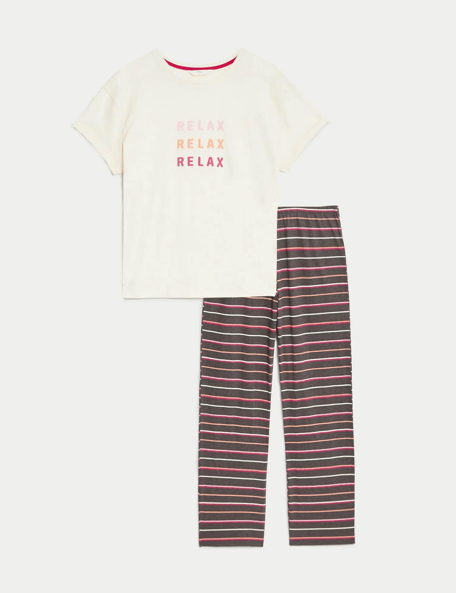 Cotton Rich Relax Slogan Pyjama Set