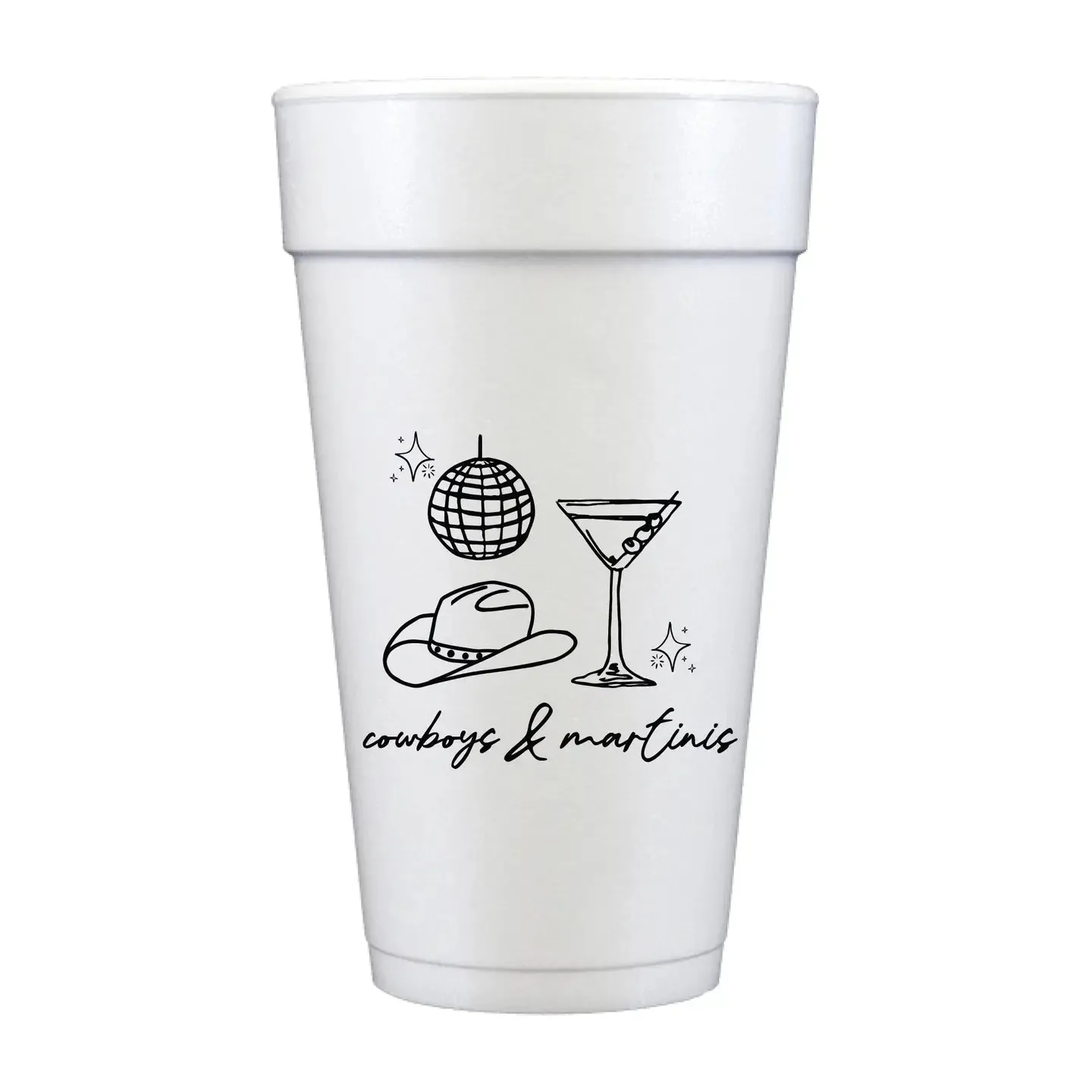 Cowboys & Martini’s Sleeve of Foam Cups - Set of 10 Cups