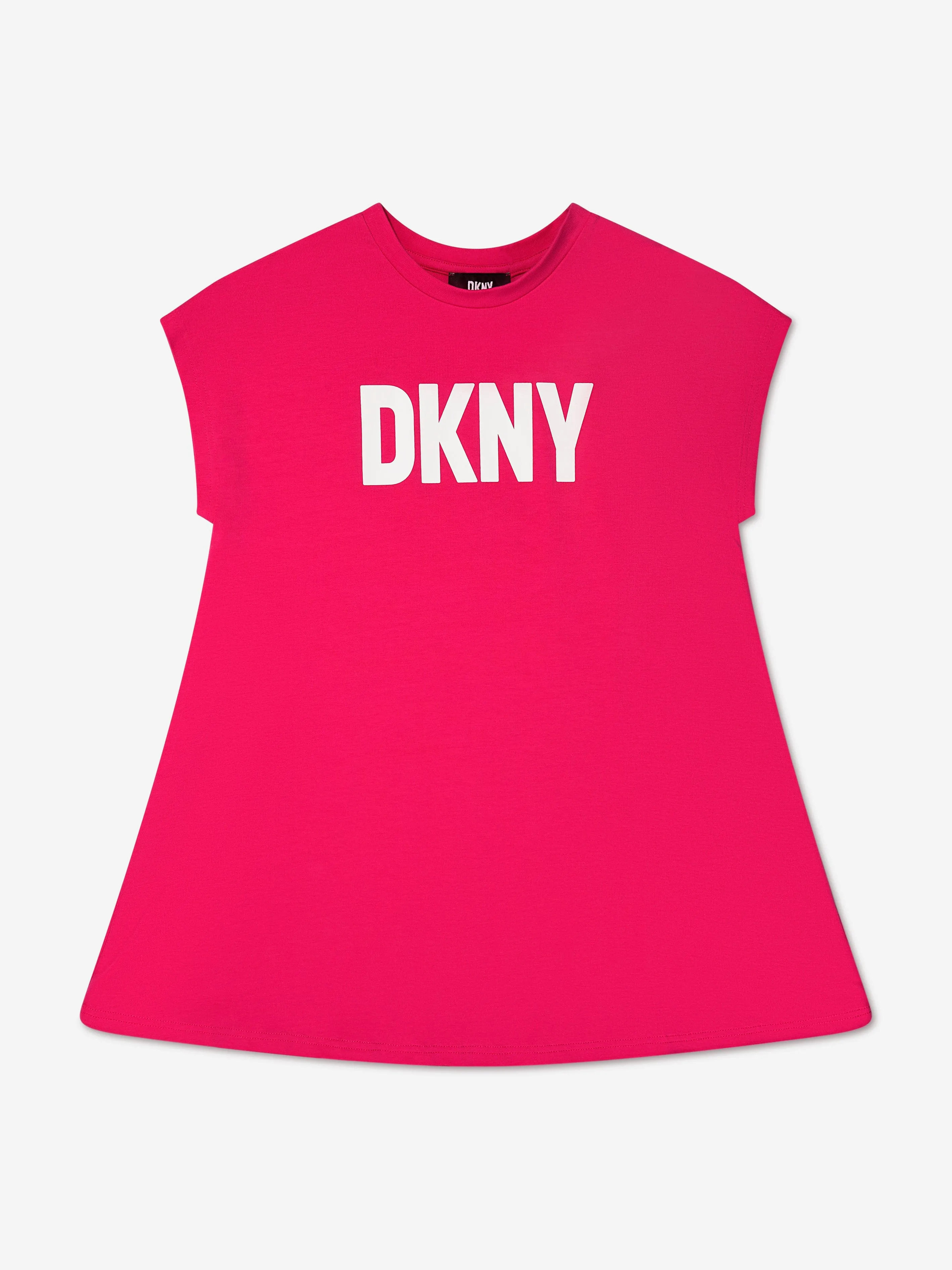 DKNY Girls Organic Cotton Logo Dress in Pink