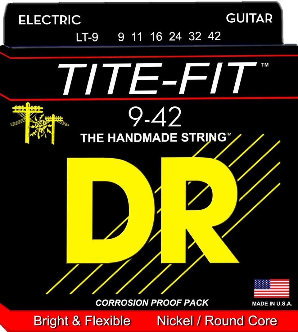 DR Handmade Strings LT-9 Tite-fit Electric Guitar Strings - Light (9-42)