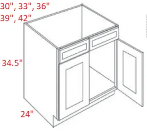 EB22-SB39 Elegant Dove Assembled 39" Sink Base Cabinet