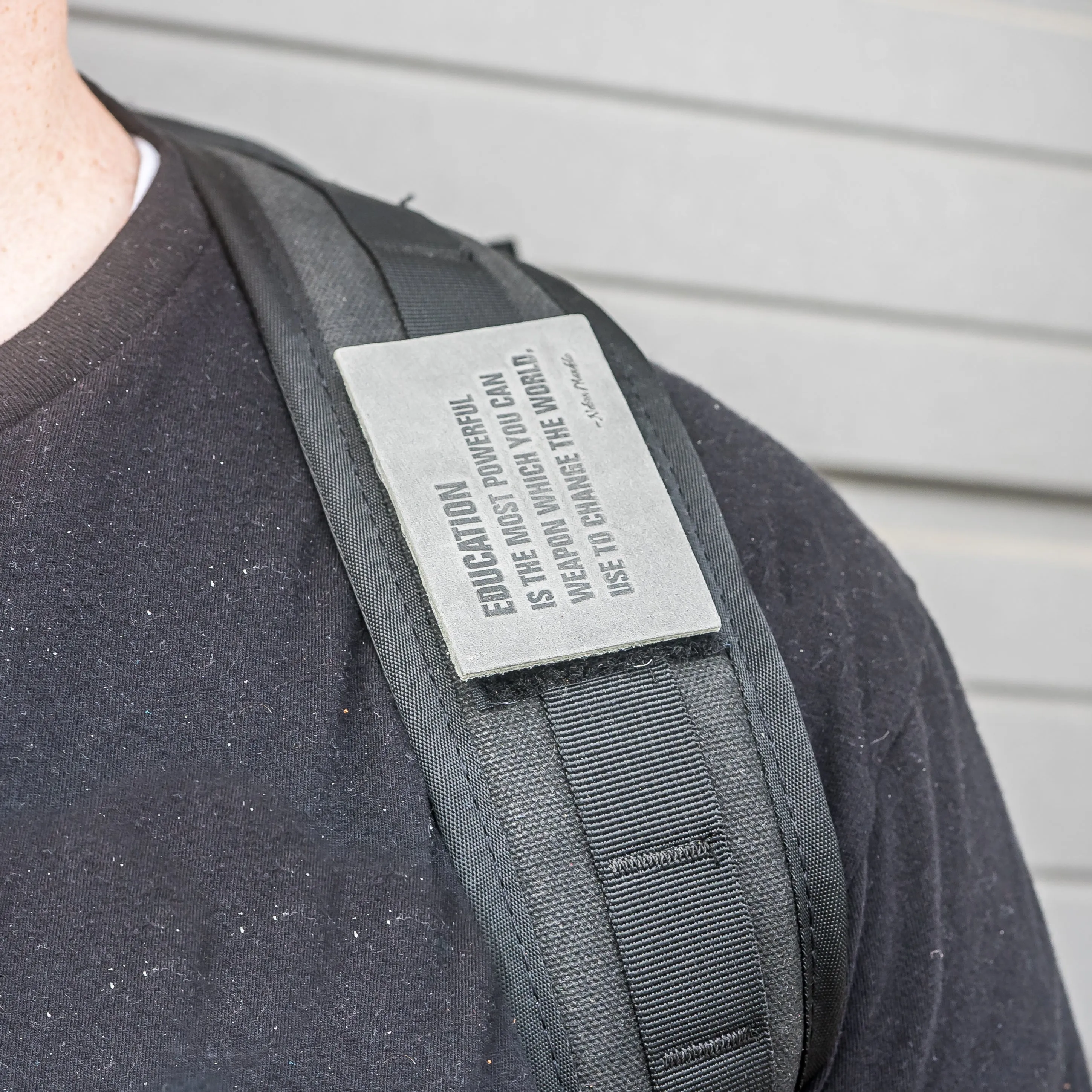 Education is the most powerful | Leather Patch with Velcro Back | Back to School