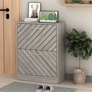 essential Flip Up Shoe Cabinet Storage Cupboard Organizer Unit with 2 Drawers, Vertical, 29.5 in