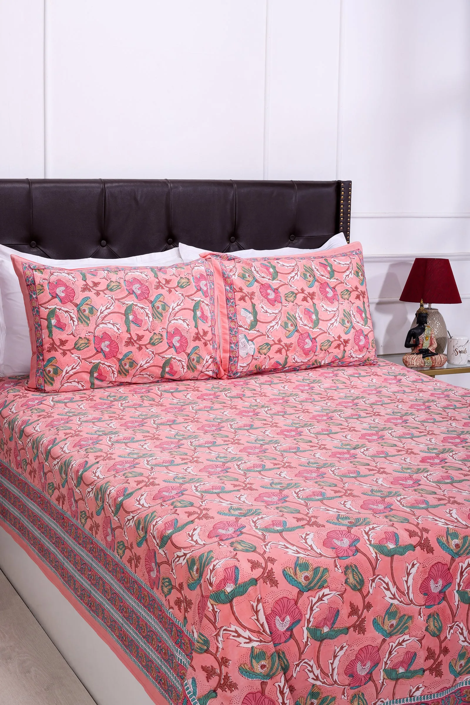 Fariza Flower Garden Pink Cotton  Bedsheet