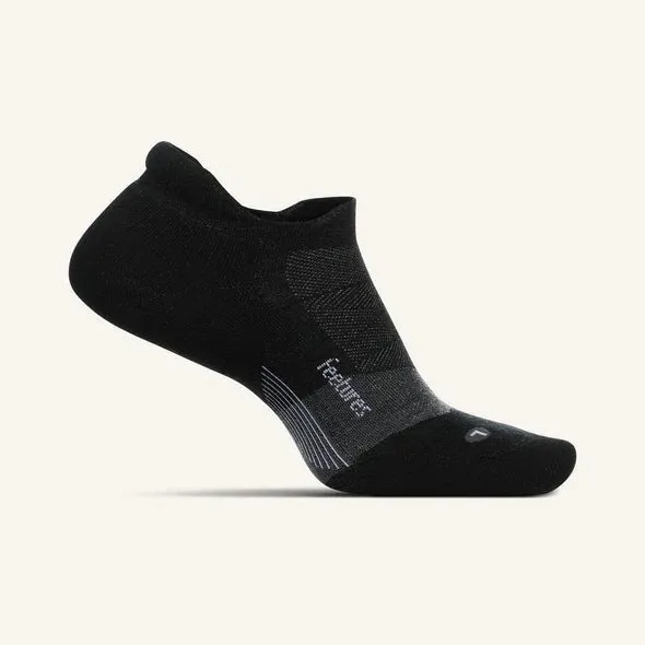 Feetures Merino 10 Cushion No Show Tab Socks - Charcoal