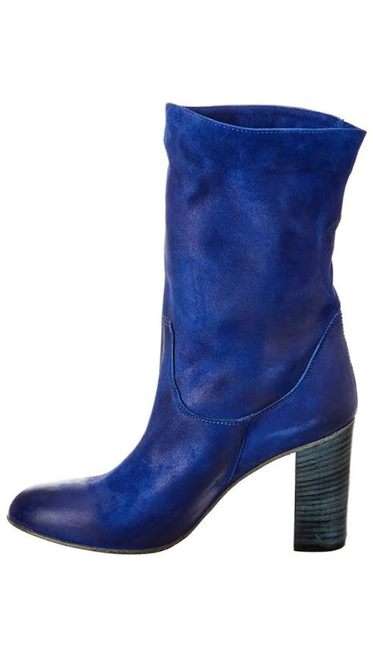 Free People Dakota Leather & Suede Heel Boot Cobalt Blue