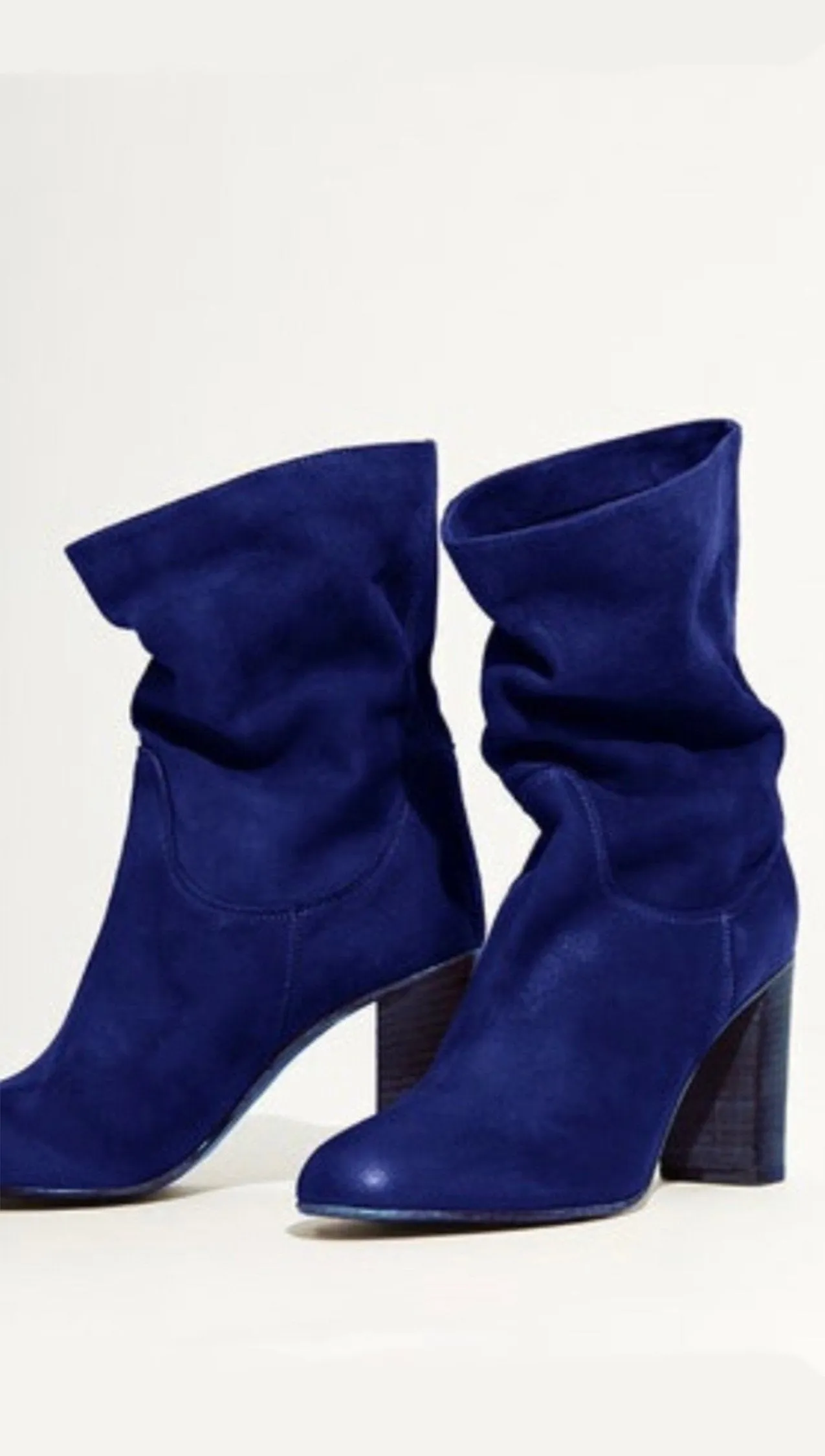 Free People Dakota Leather & Suede Heel Boot Cobalt Blue