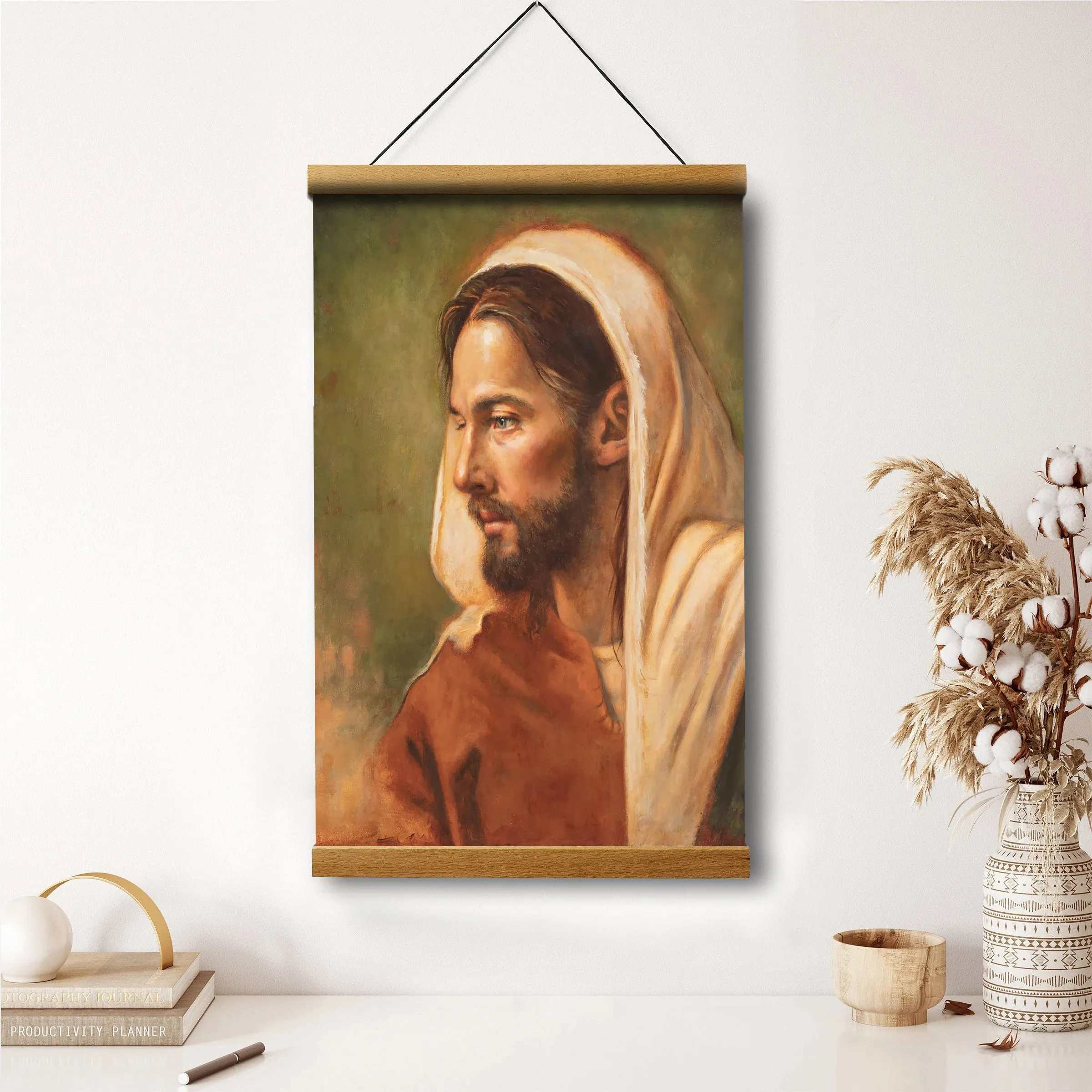 Graven Upon My Hands Hanging Canvas Wall Art - Jesus Picture - Jesus Portrait Canvas - Religious Canvas