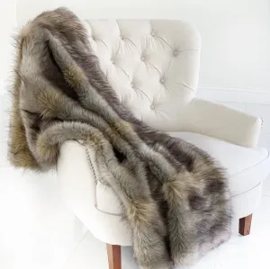 Gray Wolverine Pelage Plush Handmade Luxury Faux Fur Throw