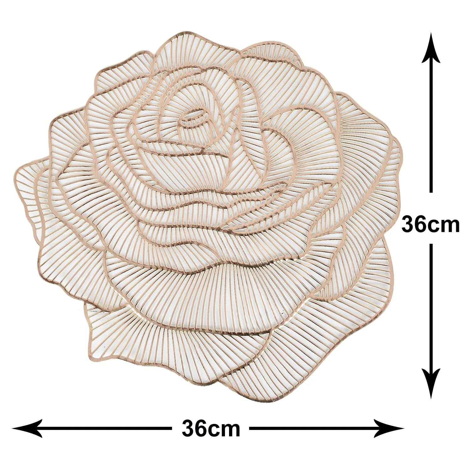 Heart Home Rose Design Soft Leather Table Mats, Dining Table Mats, Set of 6 (Gold)-50HH01303