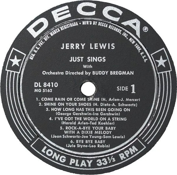 Jerry Lewis (3) - Just Sings (LP, Album, Mono) (VG )