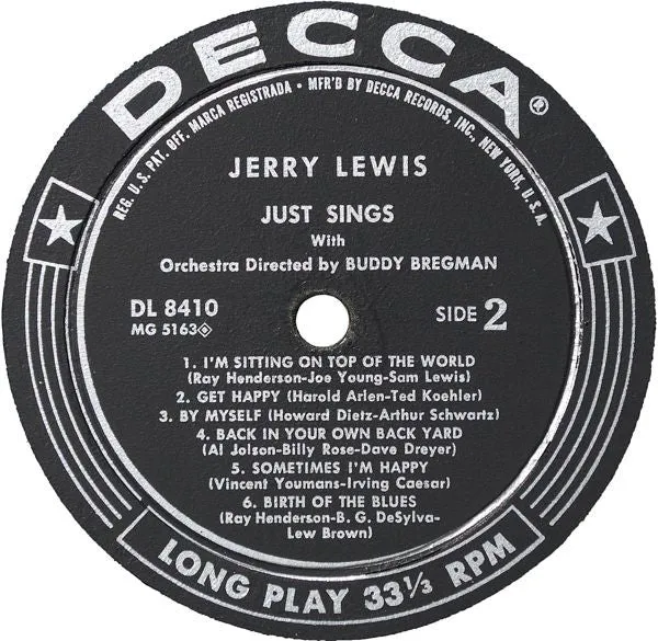 Jerry Lewis (3) - Just Sings (LP, Album, Mono) (VG )