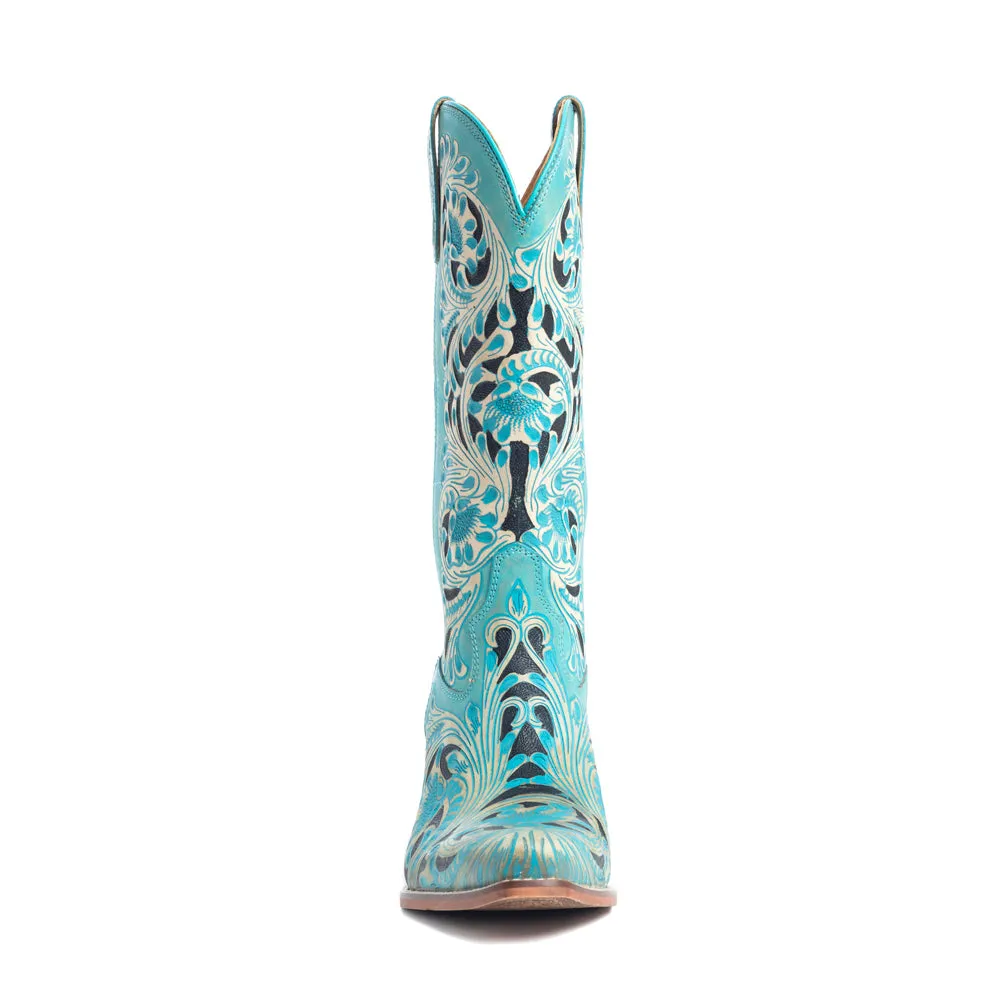 Kasiopeah Hand-tooled Boots in Turquoise