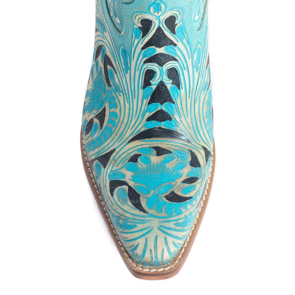 Kasiopeah Hand-tooled Boots in Turquoise