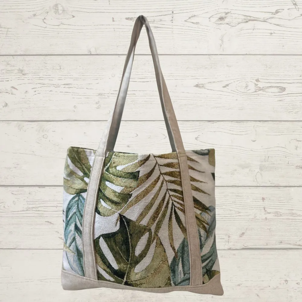 Knitting Bag - Cream Monseterra