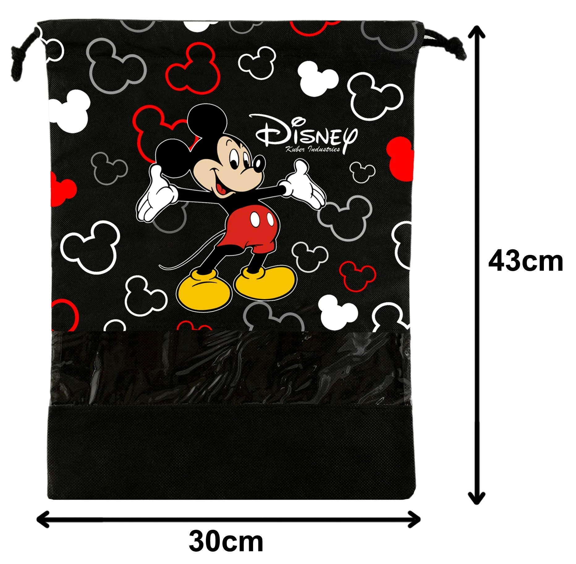 Kuber Industries Disney Mickey Print 18 Piece Non Woven Travel Shoe Cover, String Bag Organizer (Black) -HS_35_LUGGAGE17977