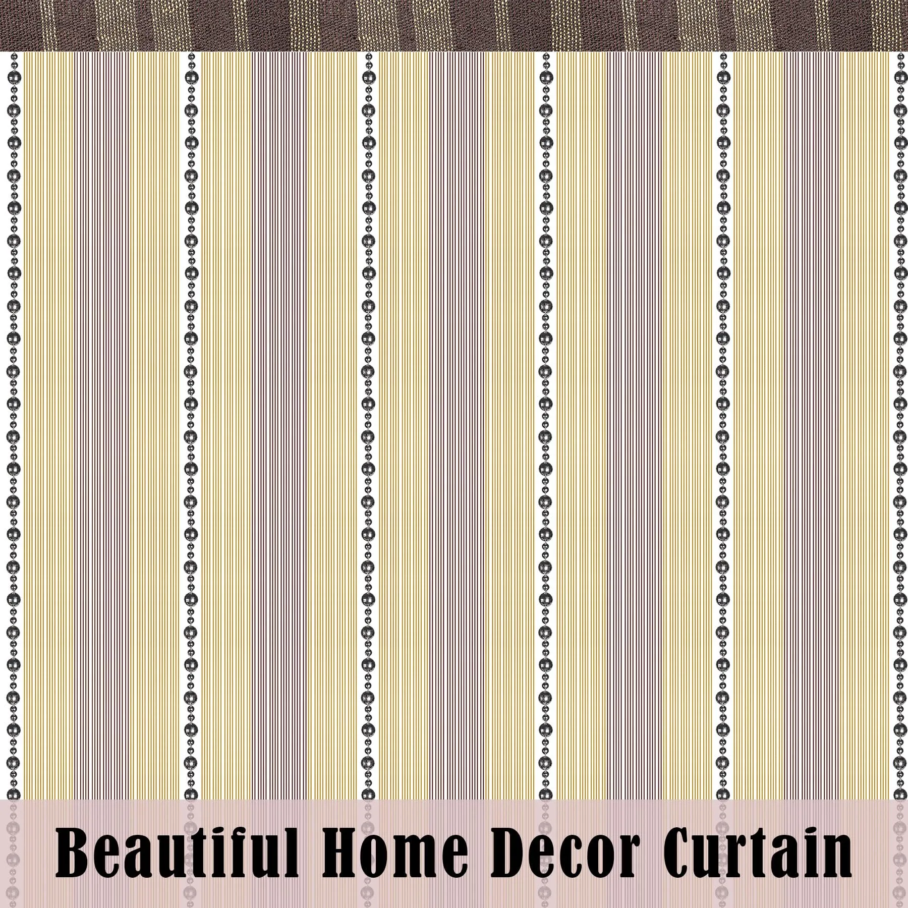 Kuber Industries String Curtain | Fancy Sparkling Door Curtains for Home Décor | Pooja Room String Curtains | String Beads Sheer Curtains | Silver Lace Curtains | 4x7 Feet | Gold