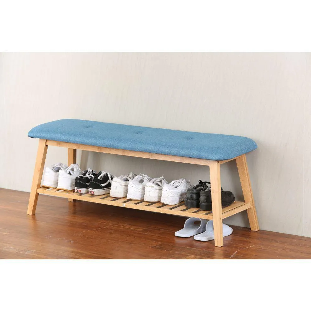 Large Bamboo Shoe Bench Blue