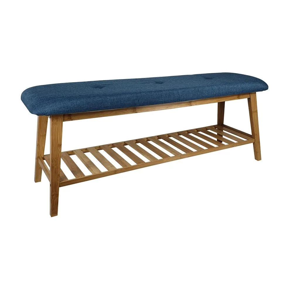 Large Bamboo Shoe Bench Blue