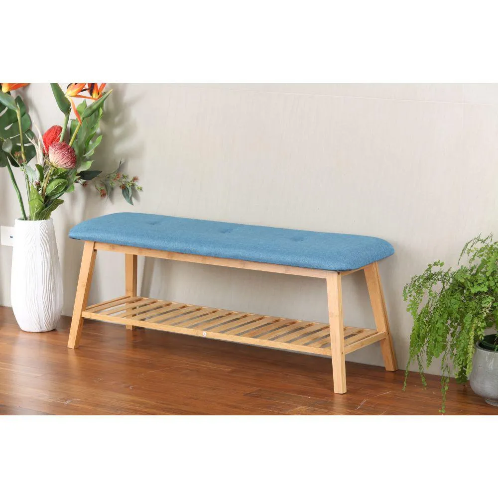 Large Bamboo Shoe Bench Blue