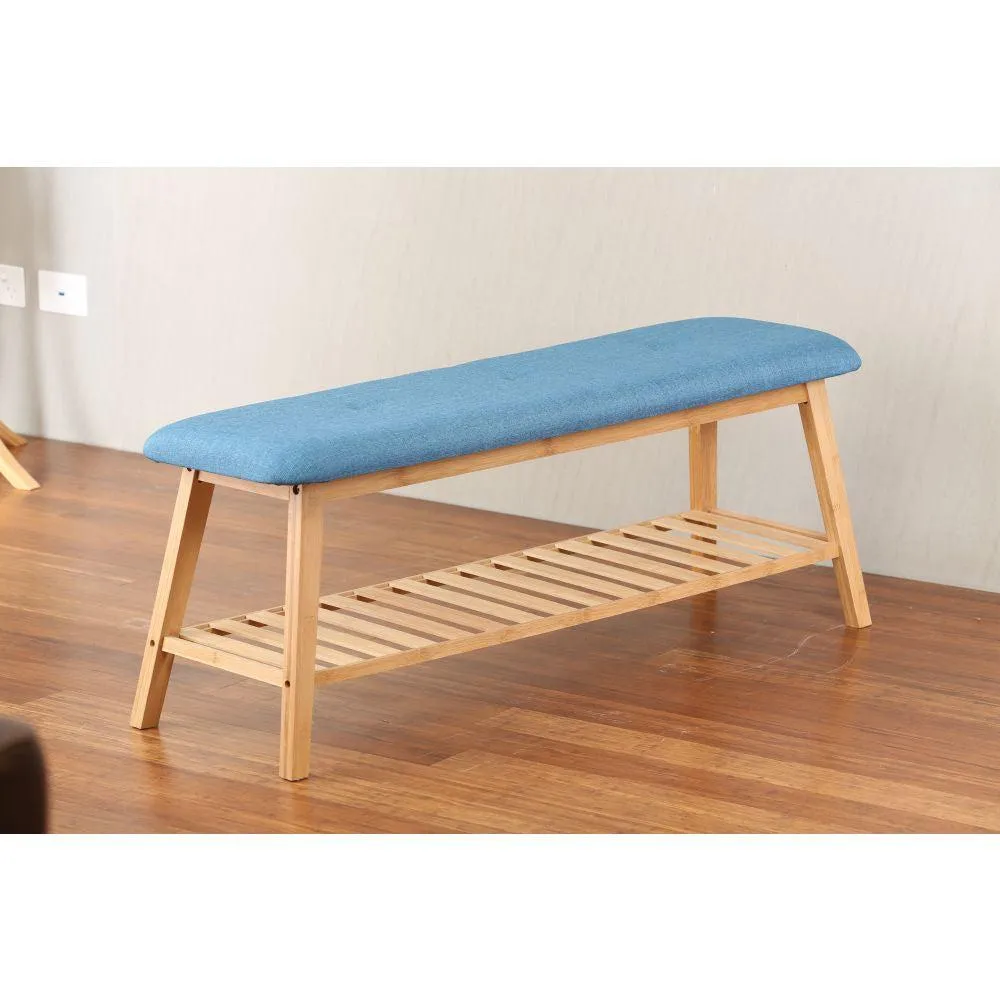 Large Bamboo Shoe Bench Blue